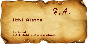 Hohl Aletta névjegykártya